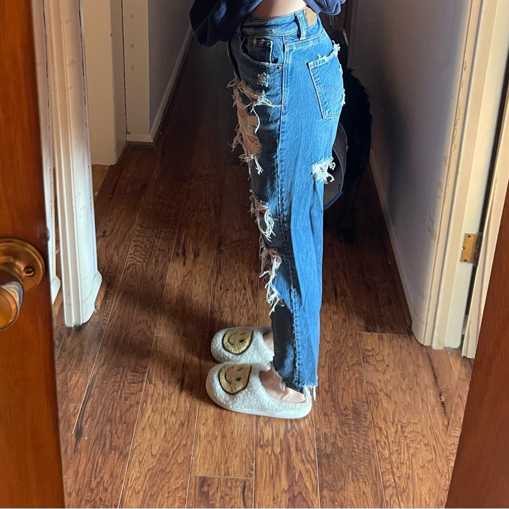 Distressed Blue Jeans (mom jeans) - Picture 3 of 3